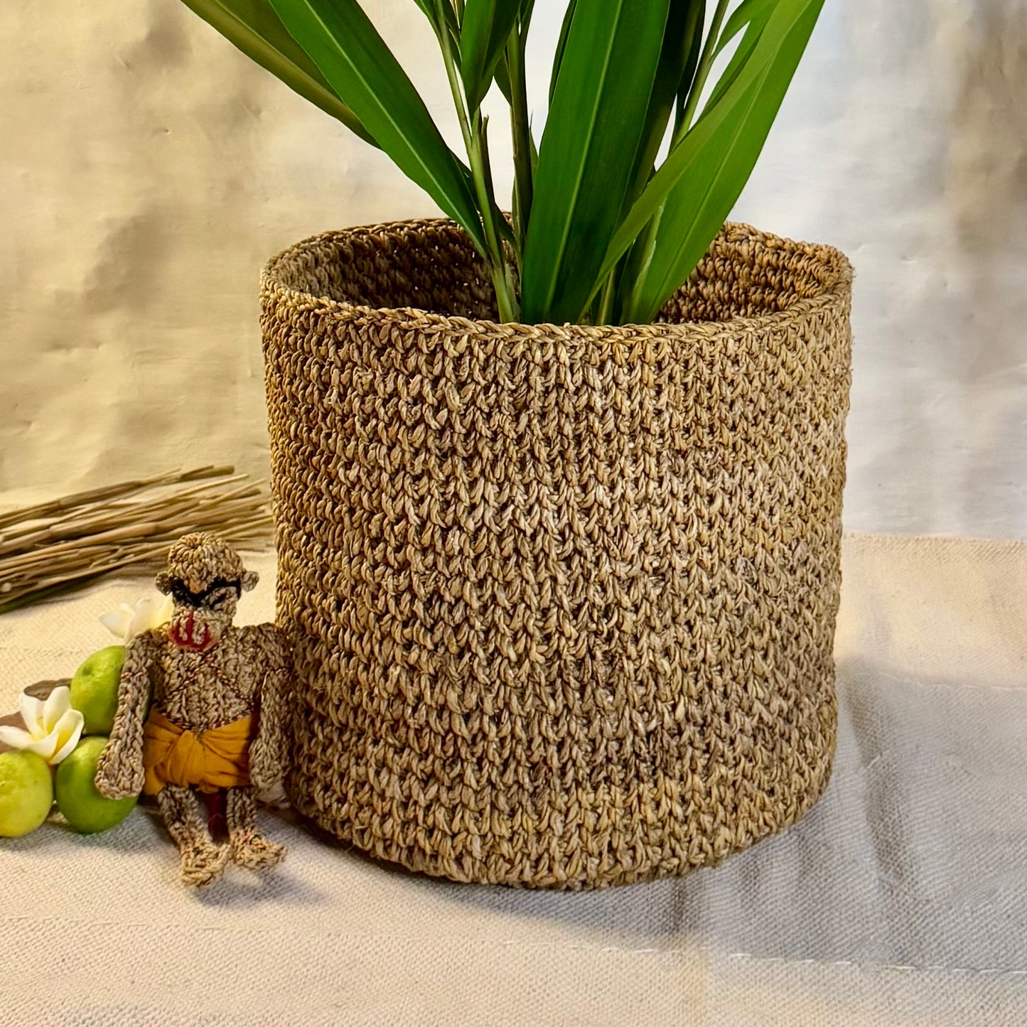 Medium Banana Fiber planter close up