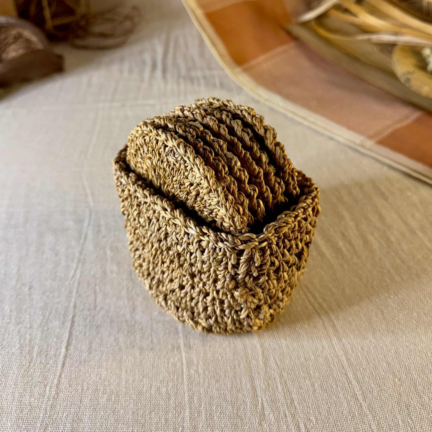 Banana Fiber Round Coaster Set of 6