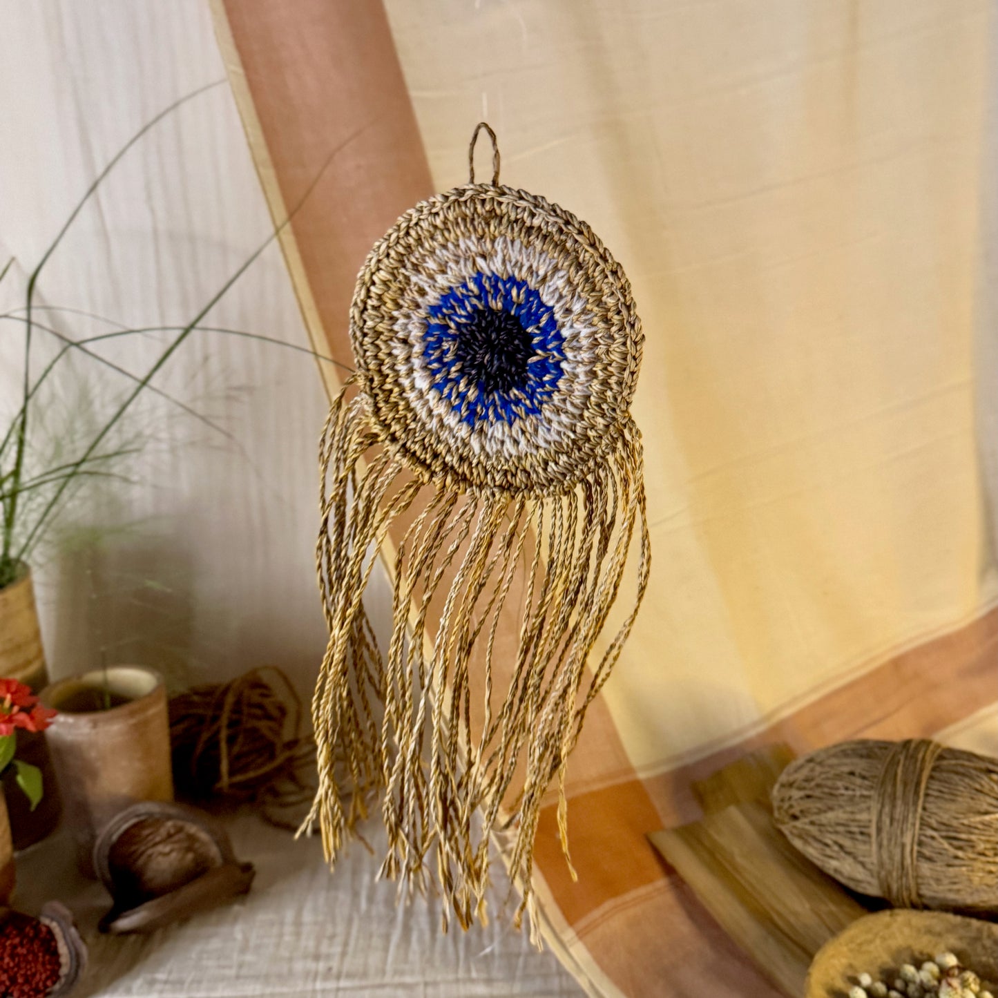 Banana Fiber Evil Eye Hanging Decor