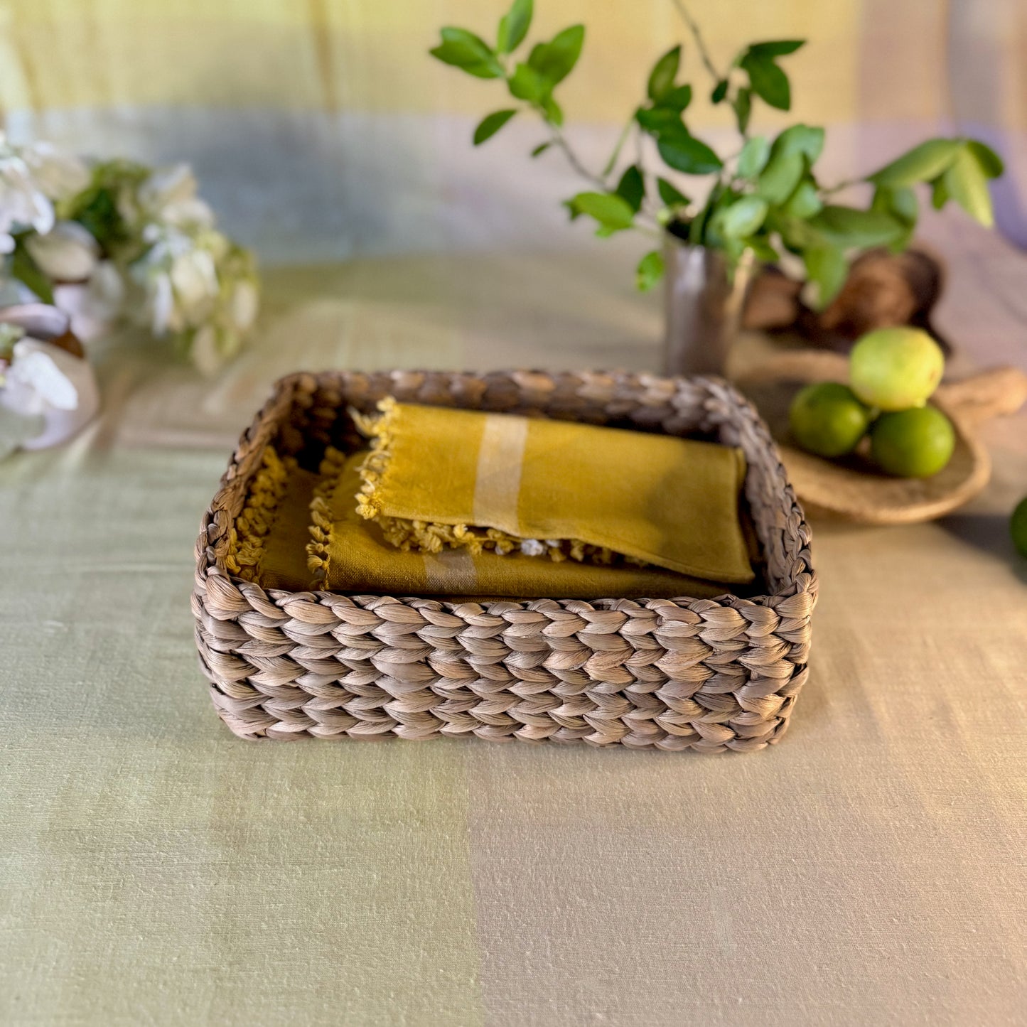 water hyacinth small tray in use with napkins